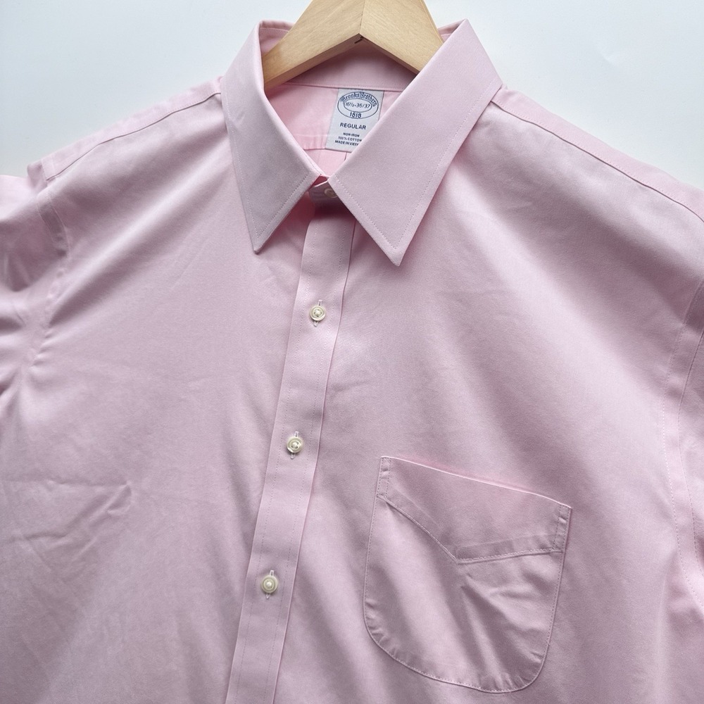 Brooks Brothers Mens XL Non Iron Supima Cotton Solid Pinpoint Dress Shirt